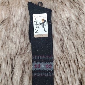MEMOí Nordic Spark Black Over the Knee Socks
